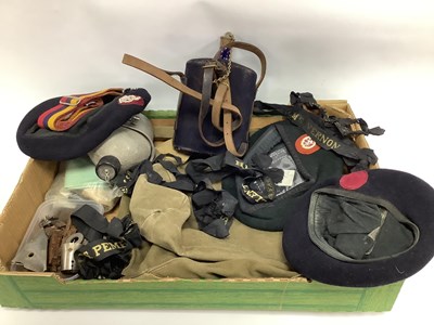Lot 323 - British Military Berets, cap tallys, belt,...