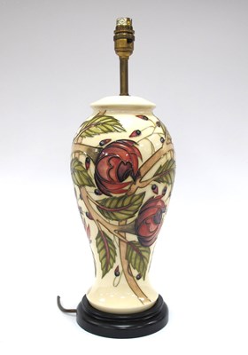 Lot 1058 - A Moorcroft Pottery Table Lamp, of baluster...