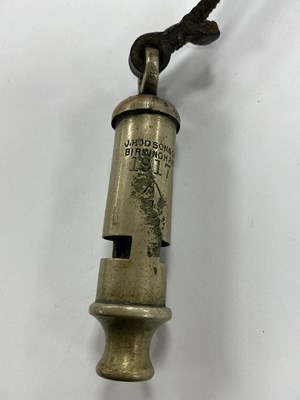 Lot 474 - WWI British Army Trench Whistle and Strap,...