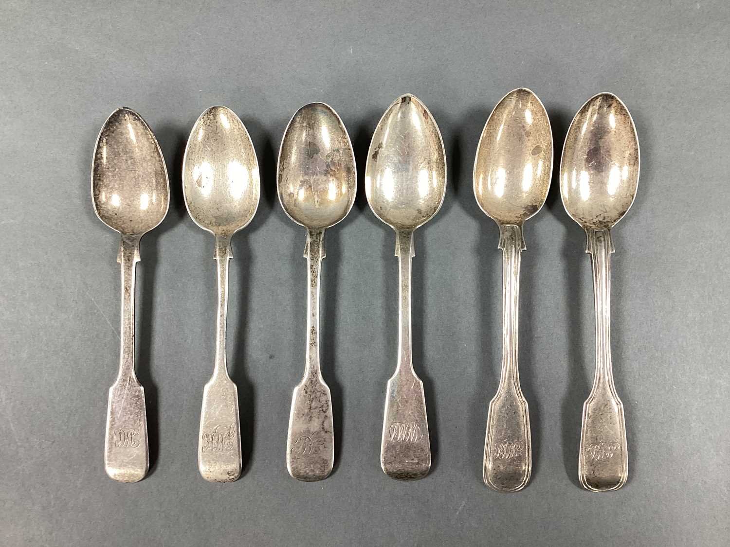 Lot 38 - Six Assorted Hallmarked Silver Fiddle Pattern...