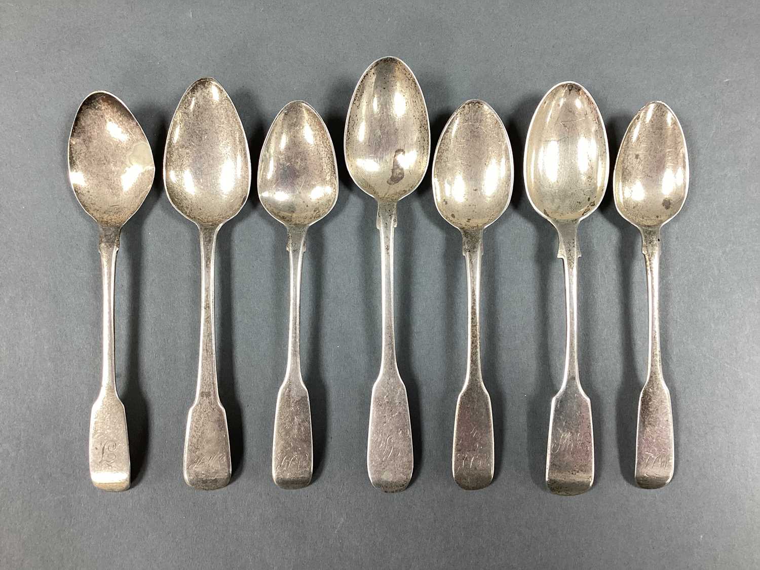 Lot 5 - Seven Assorted Hallmarked Silver Fiddle...