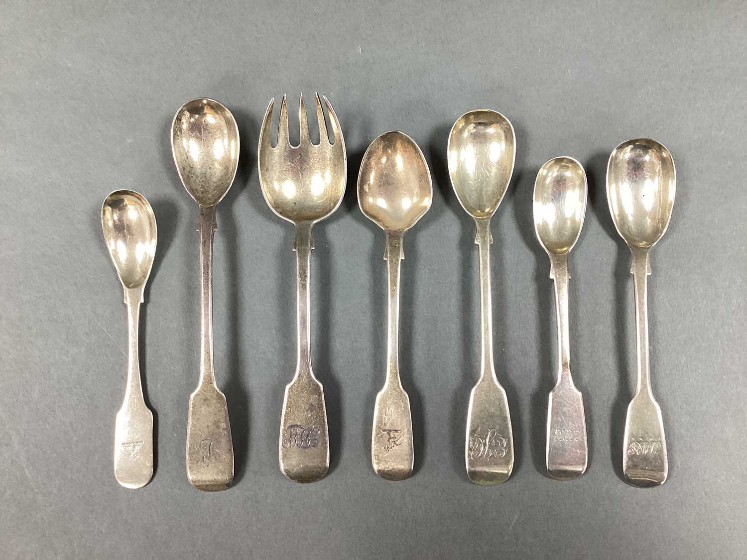 Lot 32 - Six Assorted Hallmarked Silver Fiddle Pattern...