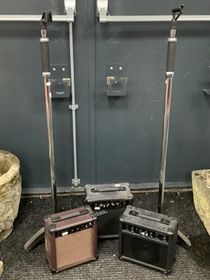 Lot 1518 - Amplifiers and microphone floor stands,...