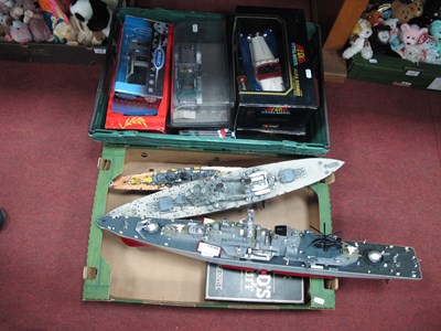 Lot 1331 - Vehicles and battleship models, including...