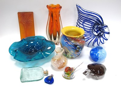 Lot 1170 - Art glass, including amber vase and glass...