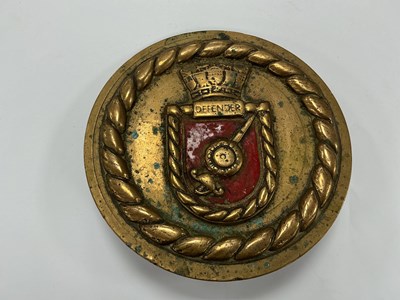 Lot 430 - WWII Royal Navy Brass Ships Badge or Tompion...