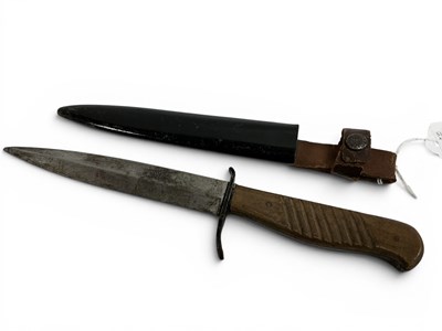 Lot 379 - WWI Imperial German Trench Knife & Scabbard,...