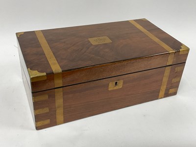 Lot 1308A - XIX Century Brass Bound Walnut Writing Slope...