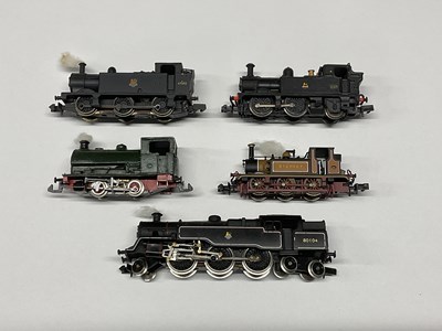 Lot 736 - Five N gauge tank engines: a Grafar "Jinty"...