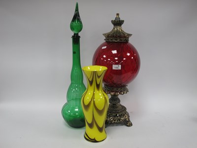Lot 1400 - Table Lamp with Ruby Glass Shade, 58cm tall,...