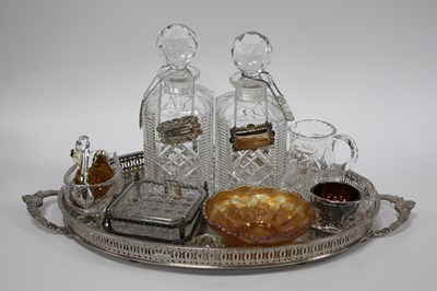 Lot 1260 - Two Decanters, four spirit labels, carnival...