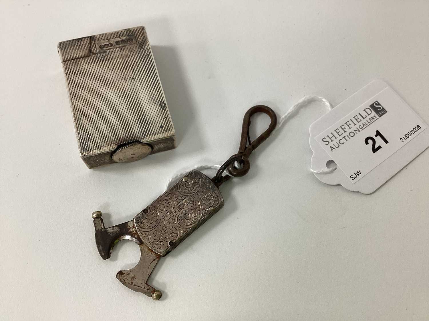 Lot 21 - A Hallmarked Silver Engine Turned Lighter,...