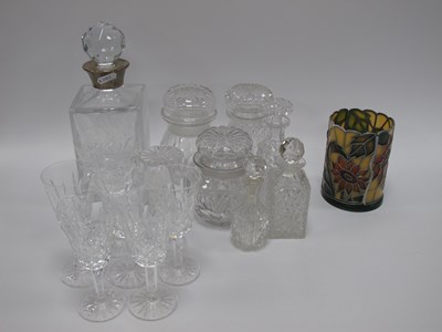 Lot 1185 - Glassware, including sterling silver rim...