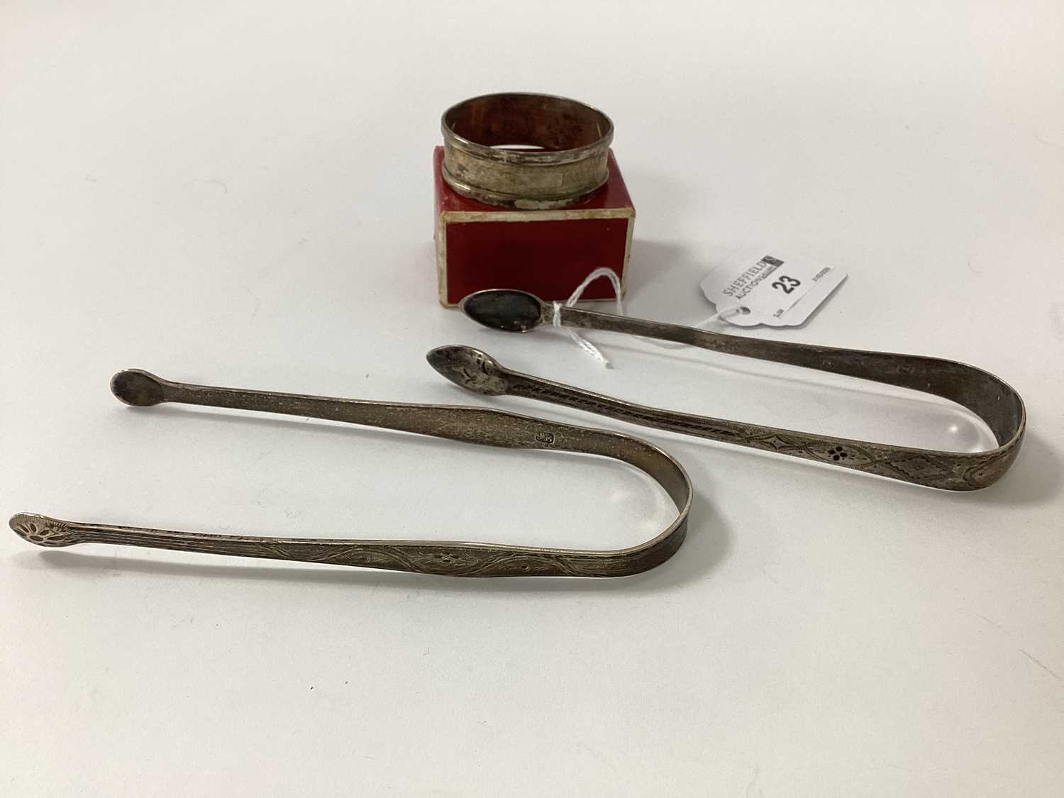 Lot 23 - A Pair of Georgian Hallmarked Silver Tongs,...