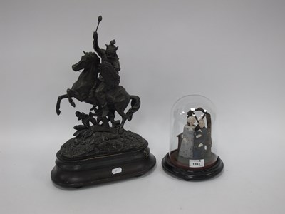 Lot 1393 - Spelter Figure of Soldier on Horseback, on...