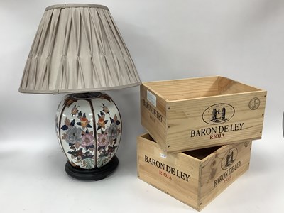 Lot 1528 - Oriental table lamp together with two empty...