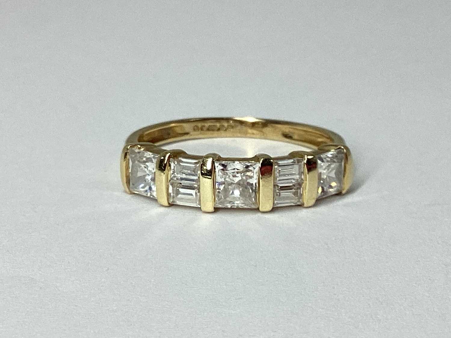 Lot 48 - QVC; A CZ Set Dress Ring, mixed cut, between...