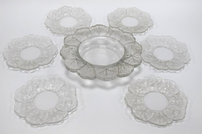Lot 1012 - A Lalique Glass Bowl and Six Side Plates in...
