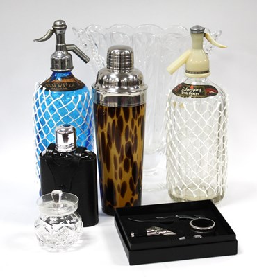 Lot 1217 - M.Barraclough Baildon Blue Glass Soda Syphon,...