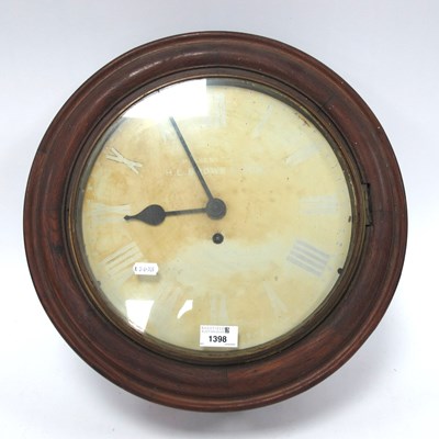 Lot 1398 - XIX Century Oak Cased Wall Clock, with fusee...