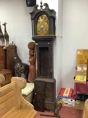 Lot 1557 - XVIII Century Oak Longcase Clock, with brass...