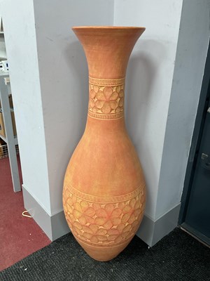 Lot 1483 - Large Painted Terracotta Ovoid Floor Vase,...