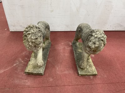 Lot 1482 - Pair of Reconstituted Garden Lions, each on...