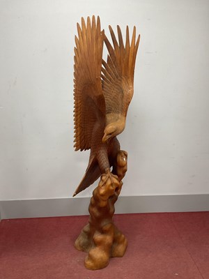 Lot 1548 - Large Carved Eastern Hardwood Figure of Eagle,...