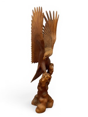 Lot 1291 - Large Carved Eastern Hardwood Figure of Eagle,...
