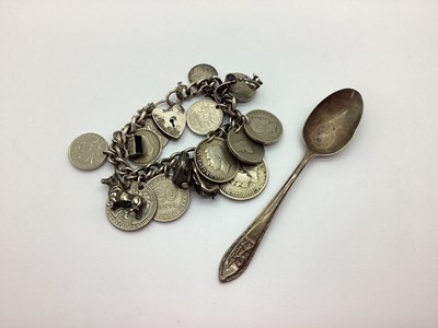 Lot 184 - A Vintage Curb Link Charm Bracelet, suspending...