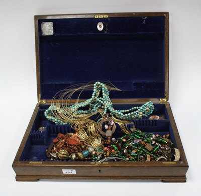 Lot 1244 - Costume Jewellery, watches, etc, in a walnut box.