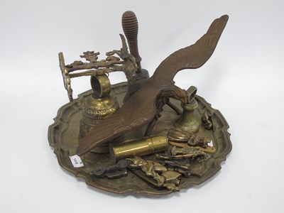 Lot 1418 - Brass Eagle, bells, door knockers, etc.