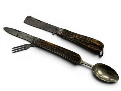 Lot 382 - Joseph Haywood Folding Sailors Knife, stag...