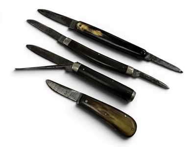 Lot 376 - Collection Of Four Folding Pocket Knives, horn...