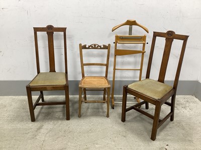 Lot 1538 - Gent's Valet, two oak dining chairs, bedroom...