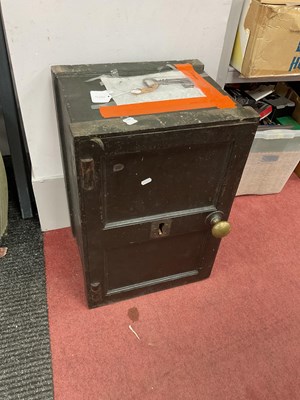 Lot 1487 - XIX Century Cast Iron Safe, 63cm high x 43cm...