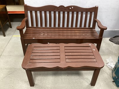 Lot 1542 - Brown Painted Wooden Garden Bench, with acorn...
