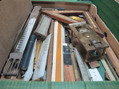 Lot 1020 - Geometry Instruments, thermometers, triangular...