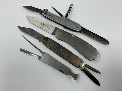 Lot 417 - Four Folding Pocket Knives, Taylor Sheffield...