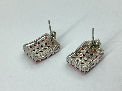 Lot 73 - A Pair of 9ct White Gold Rectangular Cluster...