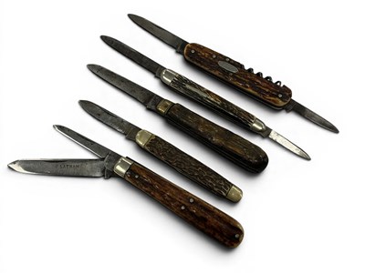 Lot 388 - Five Folding Pocket Knives, Fleetwood...
