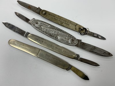 Lot 423 - Four Vintage Advertising Folding Pocket Knives,...