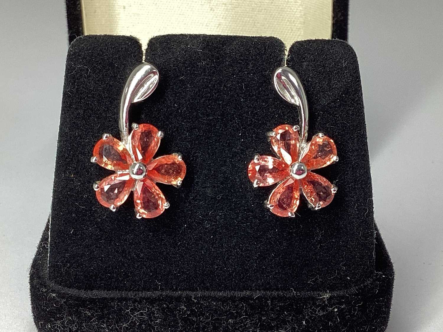Lot 72 - A Pair of Decorative 18ct White Gold Floral...