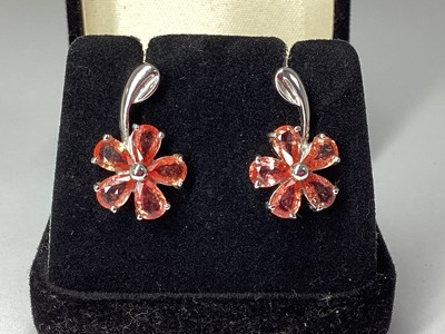 Lot 72 - A Pair of Decorative 18ct White Gold Floral...