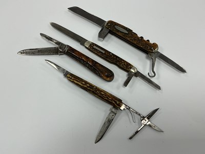 Lot 394 - Four Folding Pocket Knives, Ellis Ltd multi...