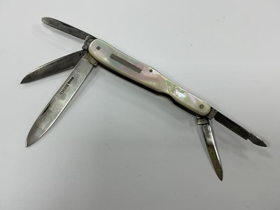 Lot 480 - Multi Blade Folding Pocket Knife, mother of...
