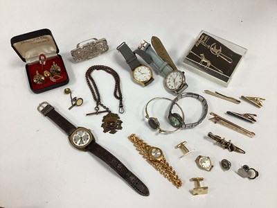 Lot 173 - Vintage Curb Link Albert Chain, suspending...