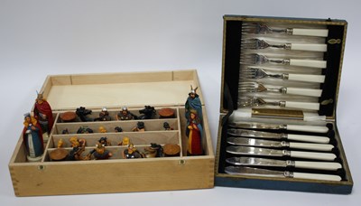 Lot 1254 - Hand Painted Chess Set, in the form of...