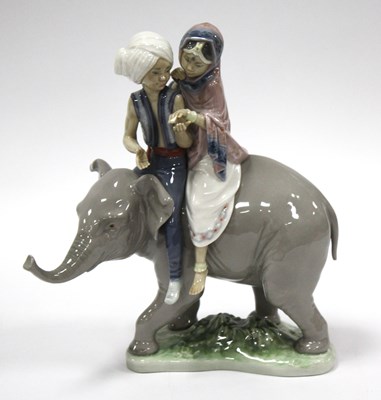Lot 1235 - Lladro Hindu Children on Elephant Flying Group...