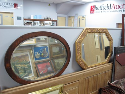 Lot 1433 - XX Century Oak Oval Shaped Mirror, with...